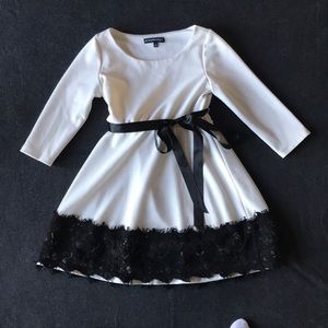 White with black lace girl dress